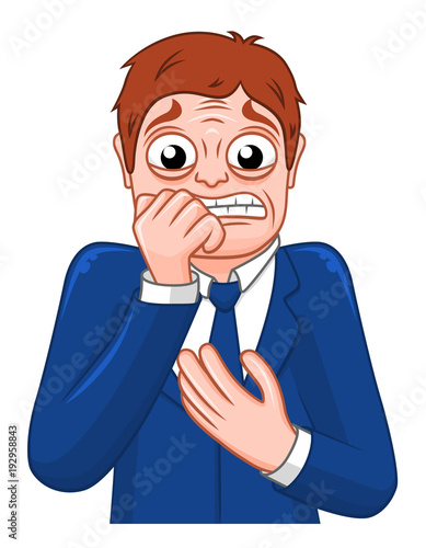 Cartoon frightened businessman