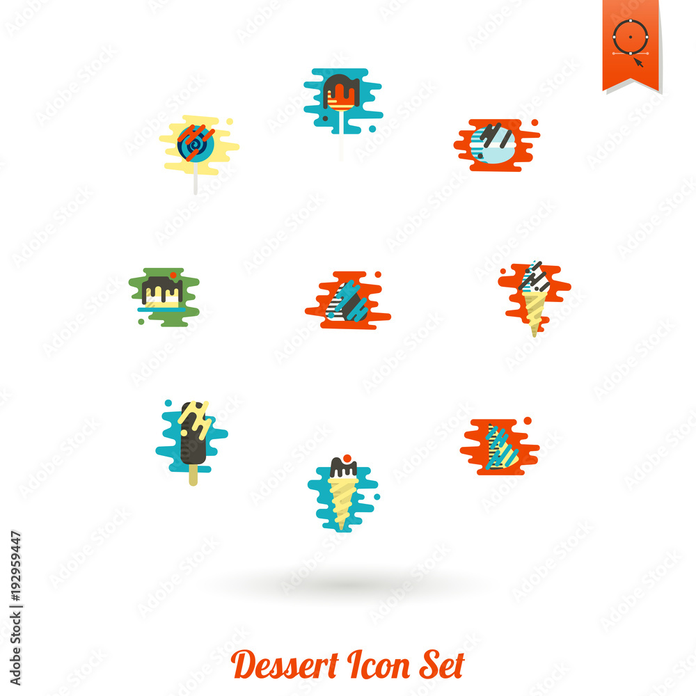 Dessert Icon Set in Modern Flat Design Style Dessert Icon Set in Modern Flat Design Style