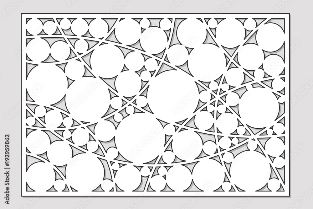 Template for cutting. Circle, geometric pattern. Laser cut. Sratio 2:3. Vector illustration.