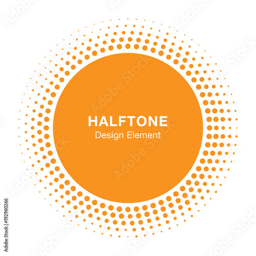 Sun Circle Halftone Vector Logo Design Element. Sun halftone icon emblem for health, treatment, medical, cosmetic, pharm, honey.  Vector illustration.