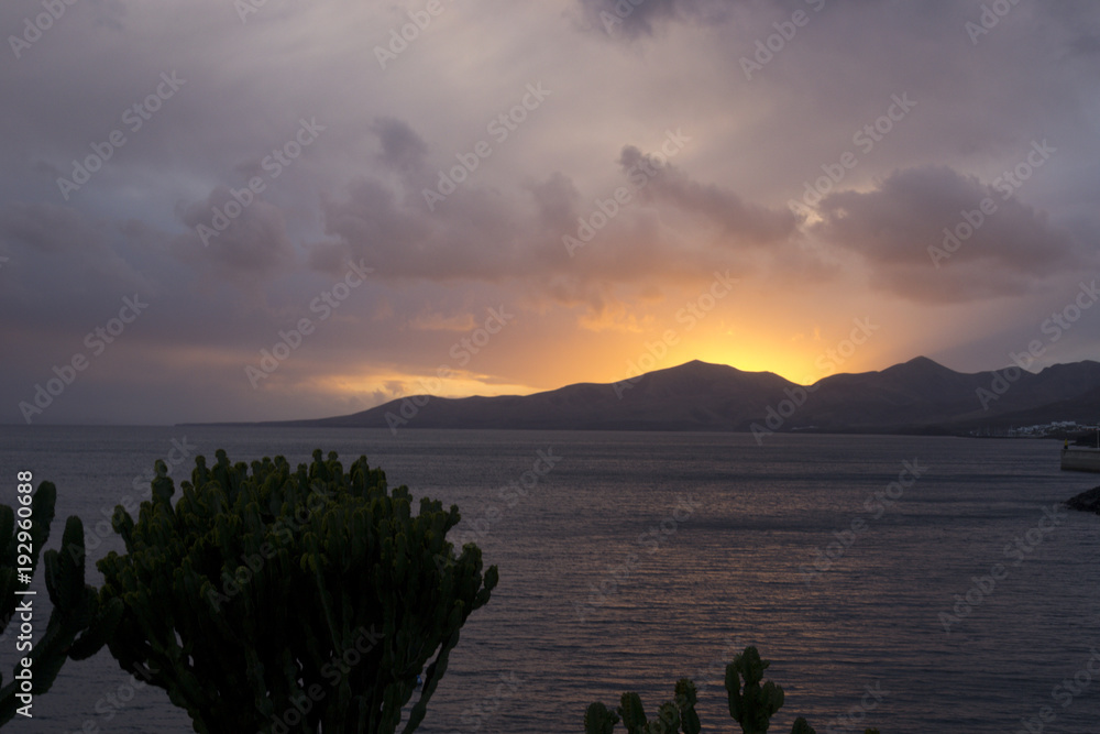 Sunset over Pueta del Carmen Lanzarote Canary islands