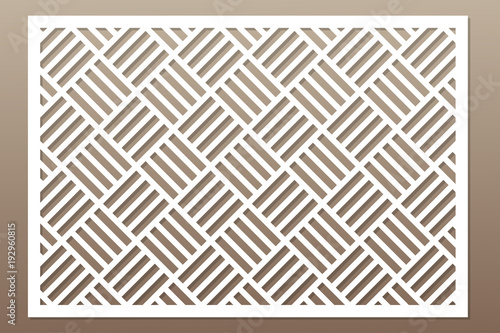 Template for cutting. Geometric line, square pattern. Laser cut. ratio 2:3. Vector illustration.