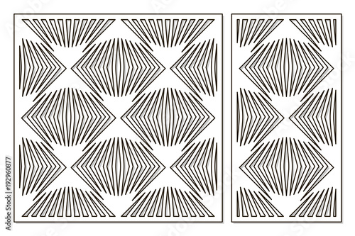 Template for cutting. Square line, geometric pattern. Laser cut. Set ratio 1:1, 1:2. Vector illustration.