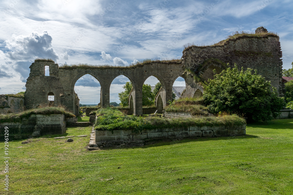 Ruin of a medieval monastery in summertime