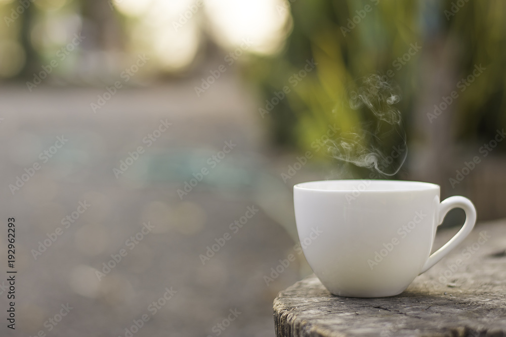 Morning coffee in garden. Morning coffee in garden.