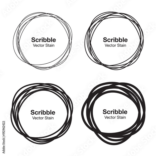 Set of Hand Drawn Scribble Circles. Vector illustration.