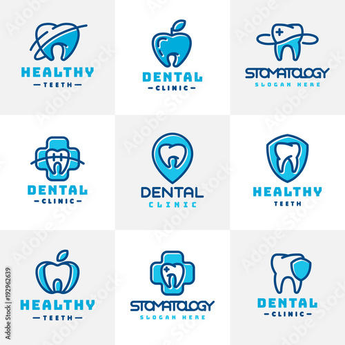 Vector dental label protection template illustration abstract stomatology mouth graphic oral element
