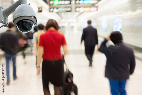 CCTV security camera observation and monitoring in the subway station