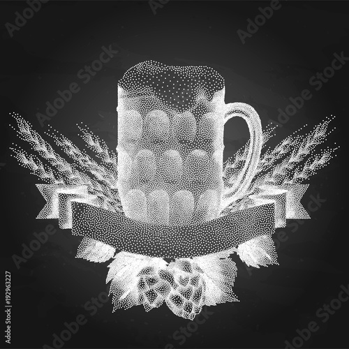 Beer design in stippling technique photo