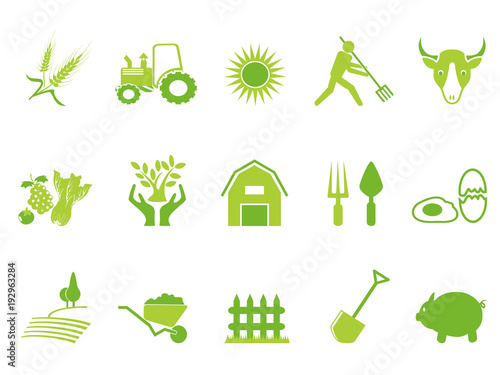 green color farm icon set