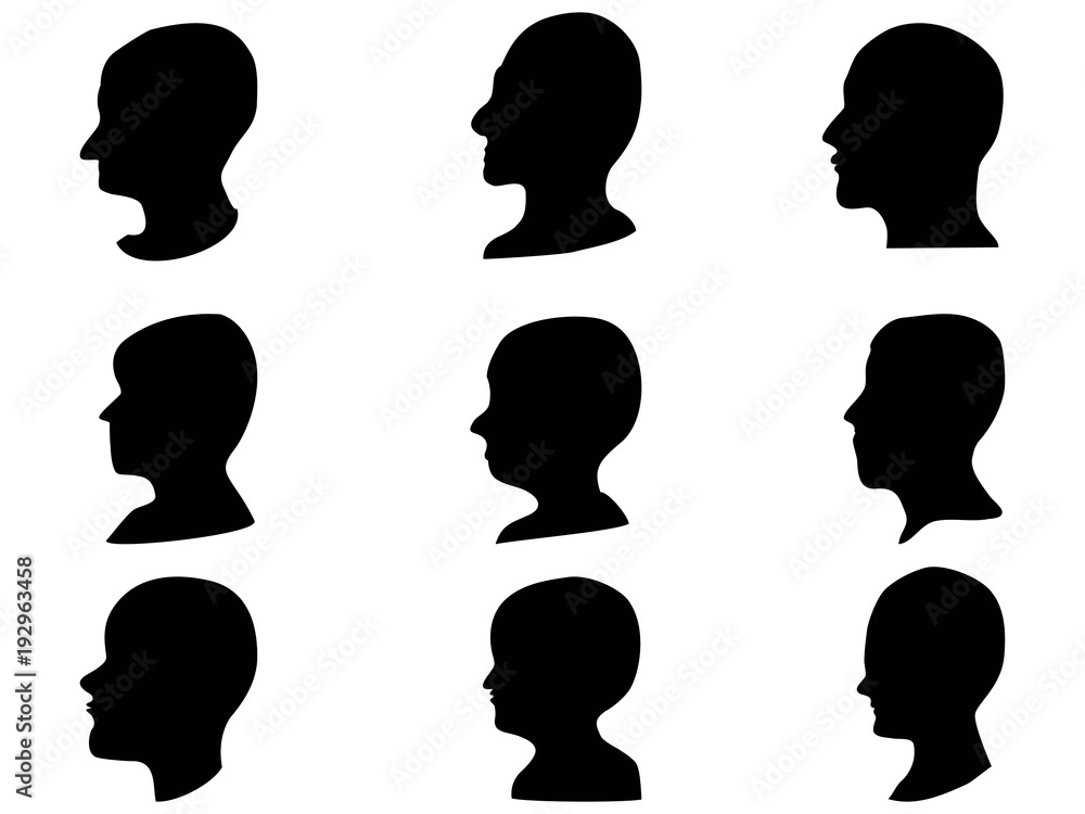 man head profile set man head profile set