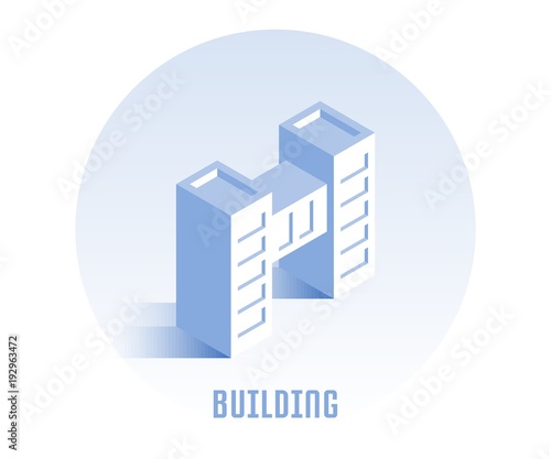 Building icon. Vector illustration in flat isometric 3D style.