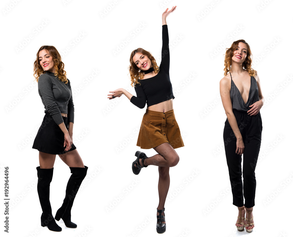 Set of Pretty young model woman posing in studio Set of Pretty young model woman posing in studio