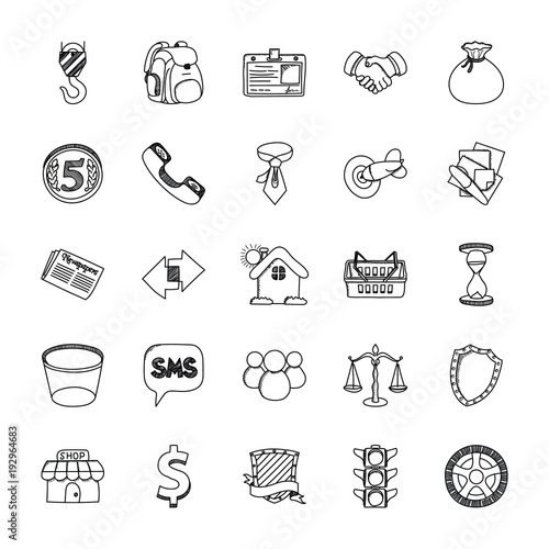 Business Doodle Icons Set