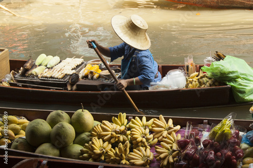Photography floating market in thailand