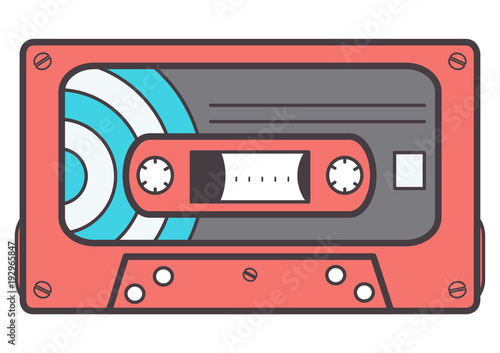 Pink music tape with circle stripes decoration, isolated vector design on white background