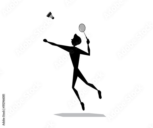 smash badminton player silhouette cartoon design