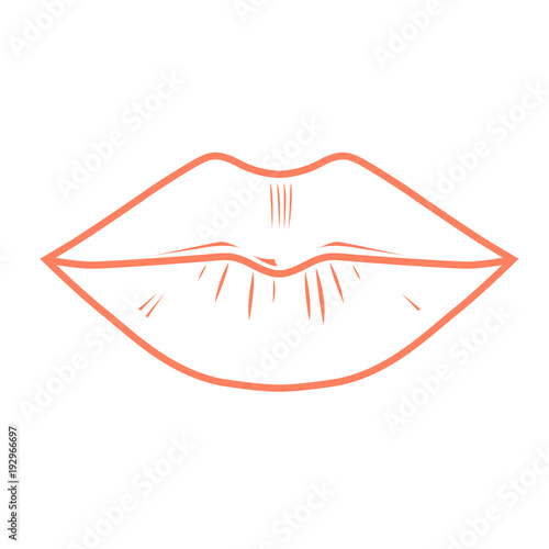 Woman full lips outline - kiss imprint
