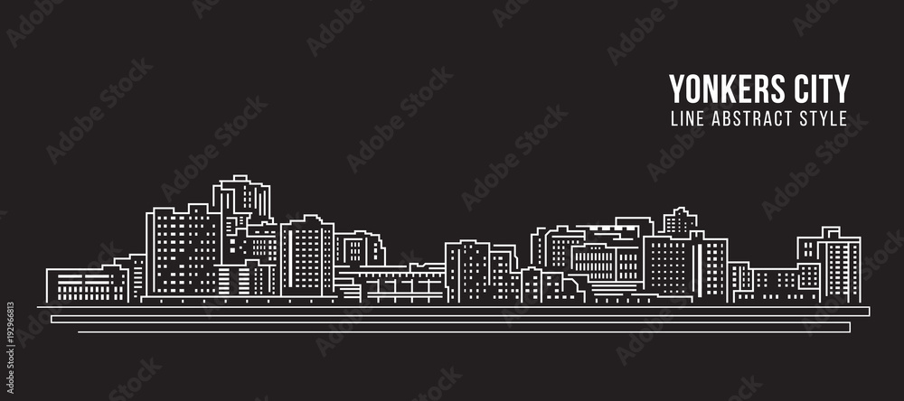 Cityscape Building Line art Vector Illustration design - yonkers city