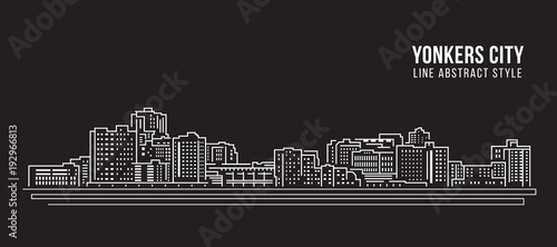 Cityscape Building Line art Vector Illustration design - yonkers city