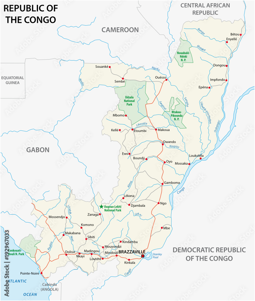 Republic of the congo road vector map