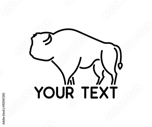 bison animal line logo design