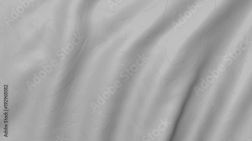 Textured grey fabric flutters in the wind. Animated movement of the canvas. The waves movements. 