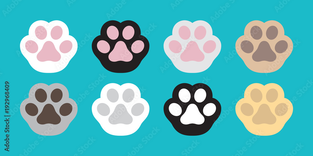 Cat paw vector dog paw icon logo cat breed doodle illustration character cartoon - obrazy, fototapety, plakaty 