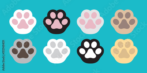 Cat paw vector dog paw icon logo cat breed doodle illustration character cartoon photo