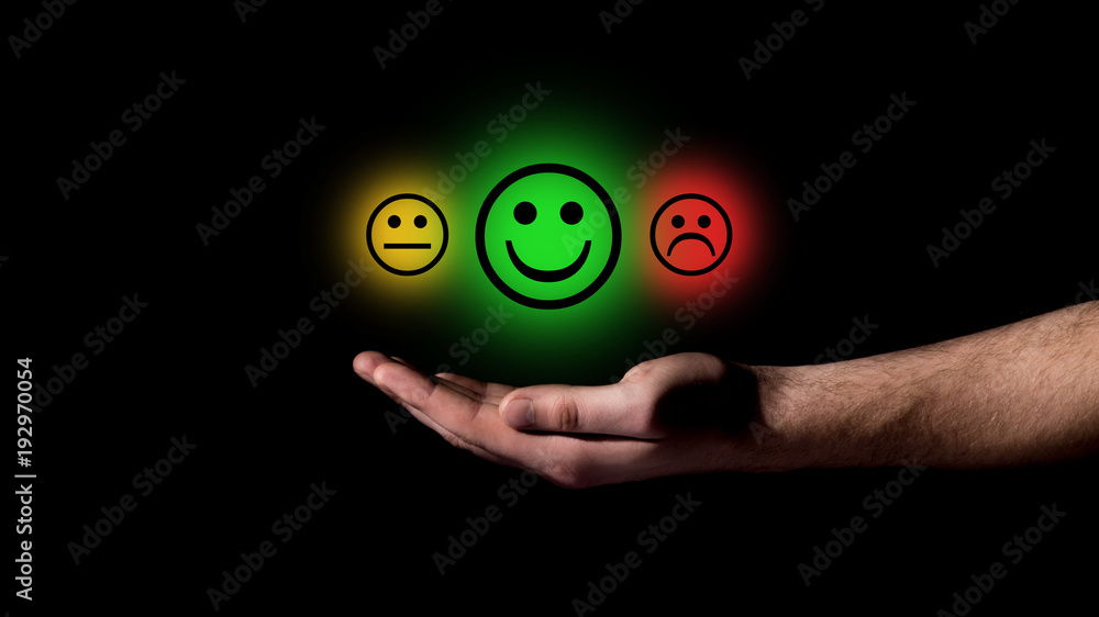 Hand show on smile sign of positive concept Hand show on smile sign of positive concept