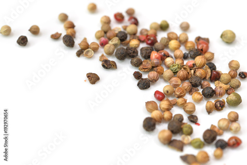 Peppercorn close up on white background - isolated