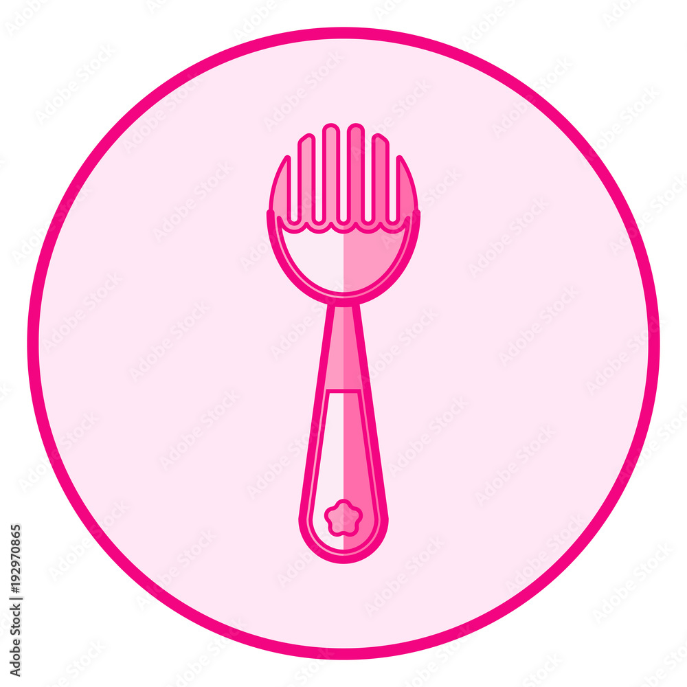 Fork. Pink baby icon on a white background, line art vector design. Fork. Pink baby icon on a white background, line art vector design.