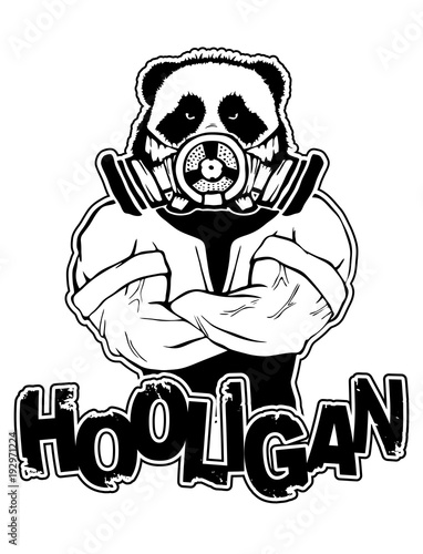 print on T-shirt "hooligan" with a panda image