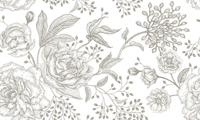 Keuken achterwand Wit patronen Vintage bloemenpatroon klassiek romantisch  © marinavorona