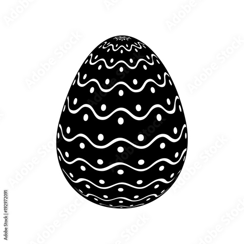 decorative easter egg dots and waves ornament vector illustration black and white image