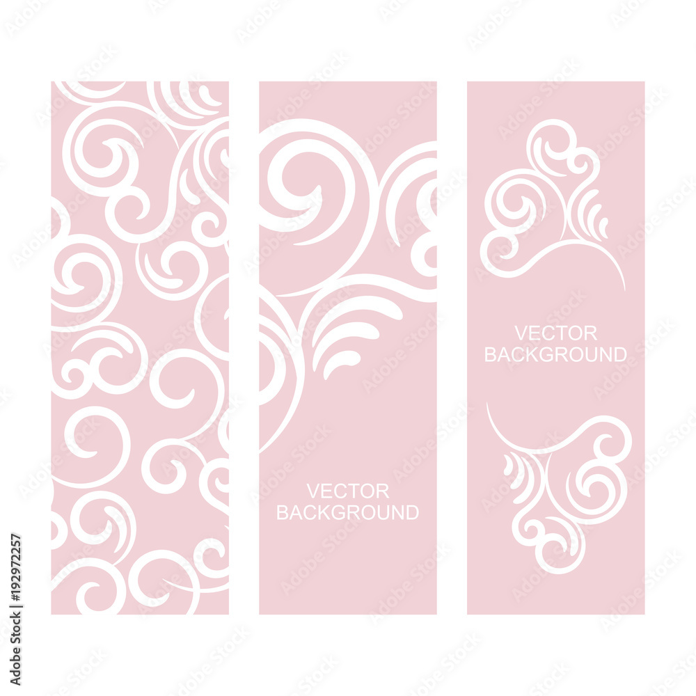 vector background with vintage decor, white and pink color