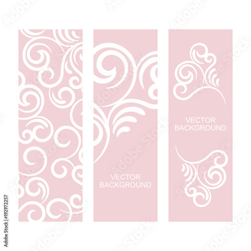 vector background with vintage decor, white and pink color