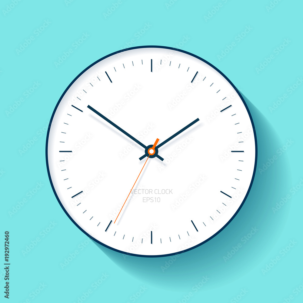 Simple Clock icon in flat style, minimalistic timer on turquoise background.  Business watch. Vector design element for you project Stock Vector | Adobe  Stock