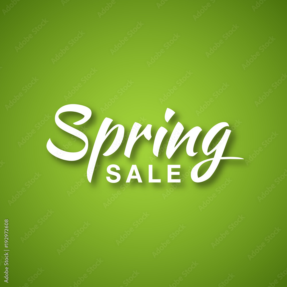 Spring Sale typographic calligraphic lettering text on bright green background. Hand drawn calligraphy. Vector illustration Spring Sale typographic calligraphic lettering text on bright green background. Hand drawn calligraphy. Vector illustration