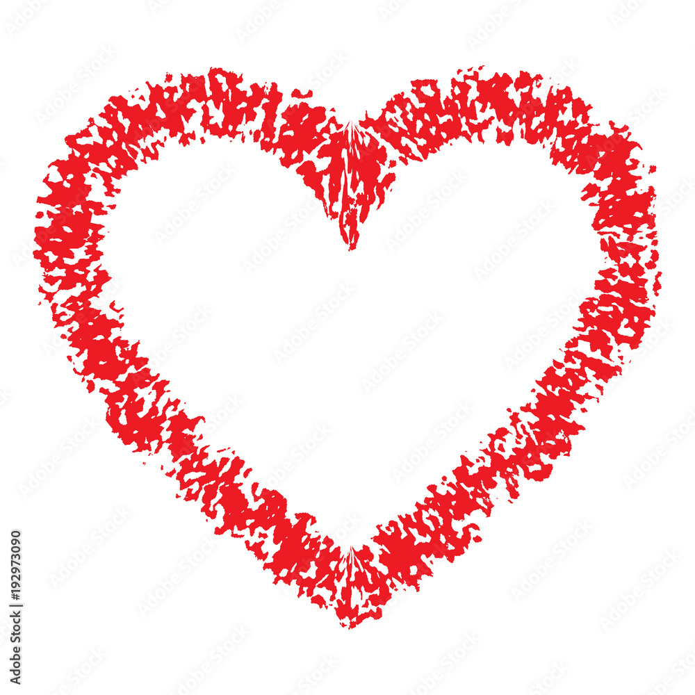 Red Hand Drawn Thick Ñontour Grunge Heart logo. Vector illustration. Red Hand Drawn Thick Ñontour Grunge Heart logo. Vector illustration.