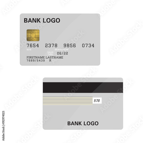 Bank Card Grey Mockup Teplate Isolated With Text