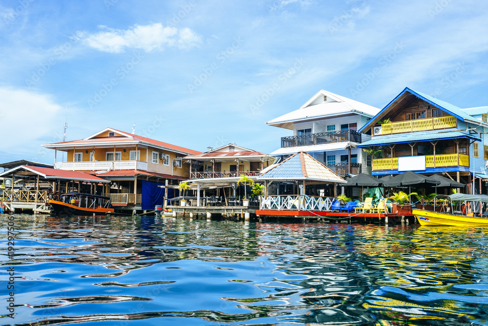 Fototapeta premium Houses of typical construction on the sea in Bocas del Toro