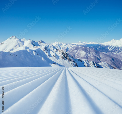 fresh mountain ski slope