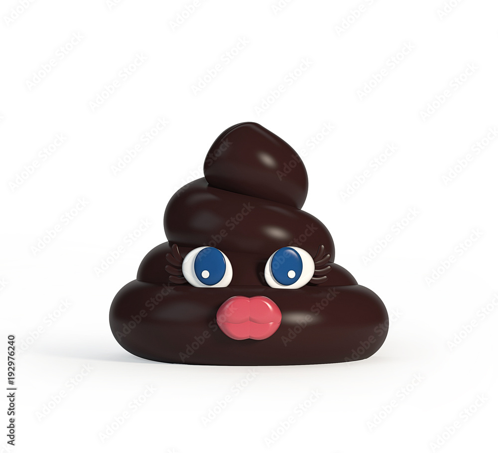 Funny Poop Emoji. 3d rendering isolated on white background Stock  Illustration | Adobe Stock