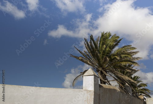 Whitewashed buildings Lanzarote Teguise White Village in Canary Islands