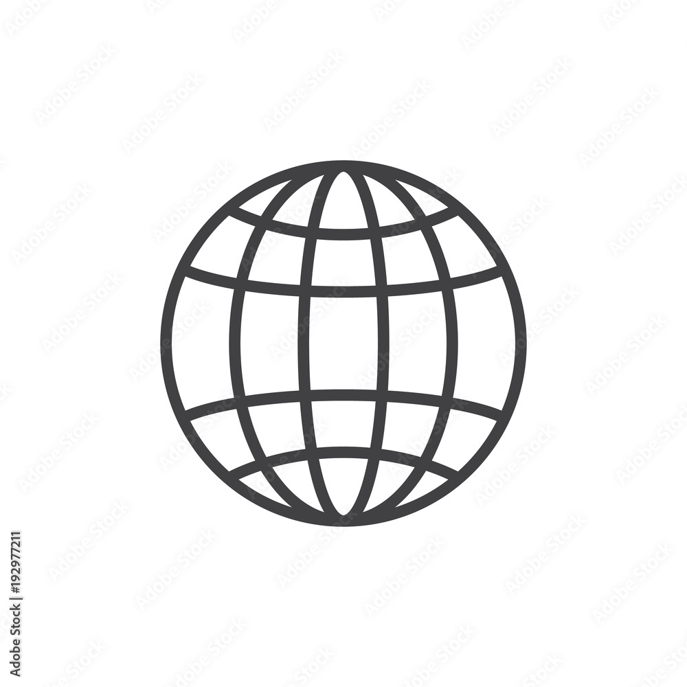 Globe outline icon. linear style sign for mobile concept and web design. Earth simple line vector icon. Symbol, logo illustration. Pixel perfect vector graphics Globe outline icon. linear style sign for mobile concept and web design. Earth simple line vector icon. Symbol, logo illustration. Pixel perfect vector graphics