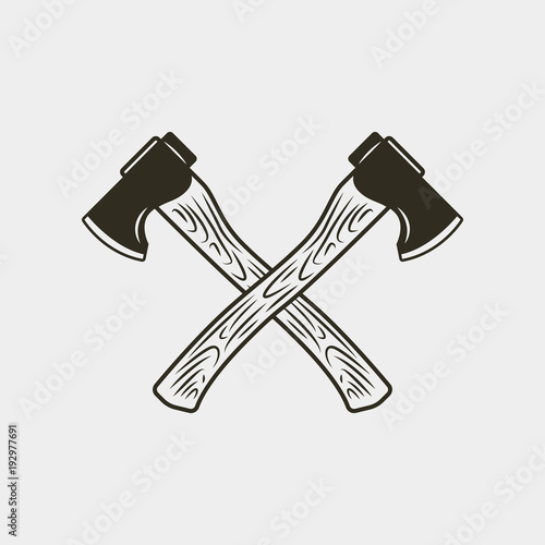 two crossed axes isolated on white background. vector illustration