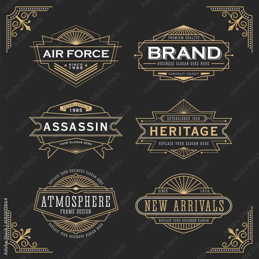Vintage line frame design for label and banner