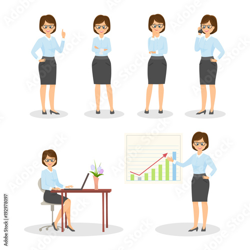 Set character businesswomen.Set character businesswomen. Isolated on white background. Vector illustration