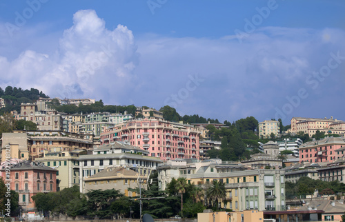 mediterranean panorama on the hills of genoa